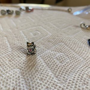 Pandora silver cat charm.